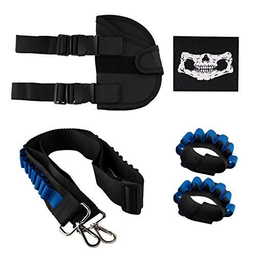 Locisne Juego de Accesorios Juguetes para Juegos tácticos niños Incluye 1 Bolso de Cintura,2 muñequeras dardo1 Máscara Facial Calavera,1 cinturón dardo para Nerf N-Strike Elite Series