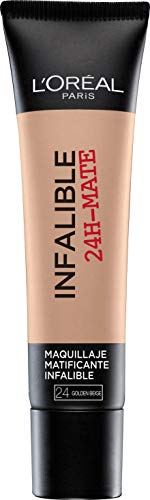 L'Oréal Paris 24H Mate, Base Maquillaje Matificante Larga Duración, Tono de Piel Medio 24 Beige Doré - 35 ml