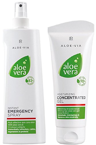 LR - Juego de cuidado intensivo Aloe Via Aloe Vera (espray de emergencia para la piel de 150 ml y concentrado de 100 ml)
