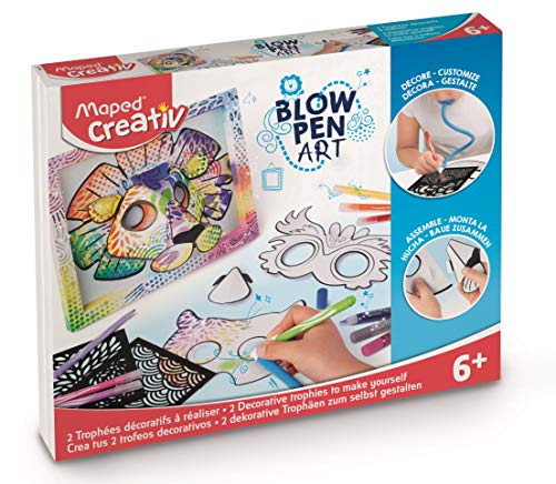 Maped- Creativ Blowpen Art – Rotuladores aerográficos – 2 Trofeos Decorativos para Realizar – Combina y Decorar – Kit de Manualidades para niños a Partir de 6 años (846713)