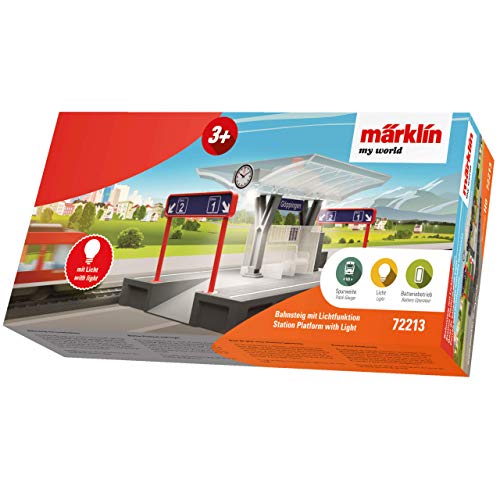 Märklin my World- Plataforma de estación con luz, Color Gris (72213)