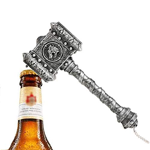 Marvel Avengers Thors Martillo Abrebotellas con Sonido,Cerveza y Bebidas Abridor,Bar Cerveza Abridor Vino Mjolnir Bayram®,Los Vengadores Gran Regalo para Los Fans De Los Cómic O Películas (Plata)