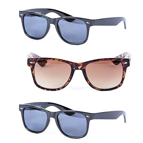 Mass Vision 3 pares de gafas de sol de lectura unisex, montura completa para lectores de sol (no bifocal) Negro Negro/Tortuga M