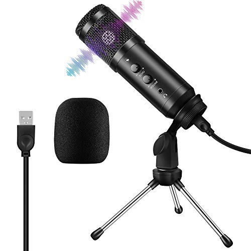 Micrófono PC, ARCHEER Micrófono USB de Condensador Plug & Play con Soporte de Trípode para Grabación Vocal/Skype/Podcasting/Video de Youtube