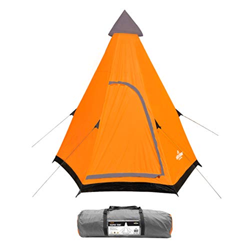 Milestone Teepee Camping 18920-Tienda de campaña para 2 Personas, Color Naranja, Gris, Unisex Adulto, Talla única