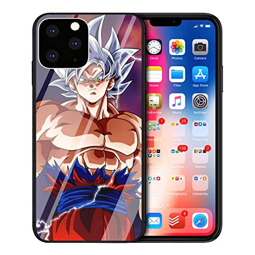 MIM Global Dragon Ball Z Super iPhone Vidrio Templado Protectores Tempered Glass Case Cover Compatible para Todos iPhones (iPhone 12 Pro MAX, Standoff)