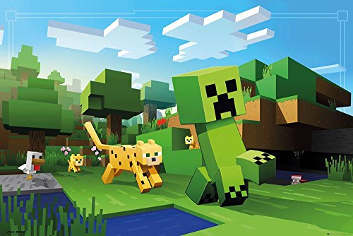 Minecraft Póster Ocelot Chase (91,5cm x 61cm) + 1 póster Sorpresa de Regalo