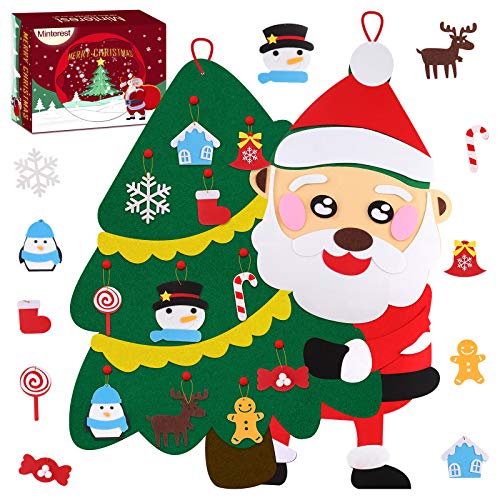 Minterest Albero di Natale in Feltro, Albero Natale Feltro per Bambini con 22 PCS Adornos Albero Natale Feltro Albero di Natale a Parete