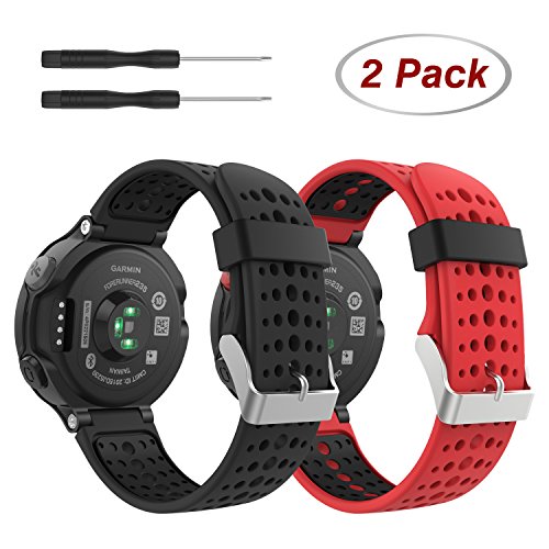 MoKo Correa para Garmin Forerunner 235, (2PCS) Banda de Reemplazo de Suave Silicona para Garmin Forerunner 235 / 220 / 230 / 620 / 630 / 735 Smart Watch, Pulseras de 2 Piezas - Multicolor 2