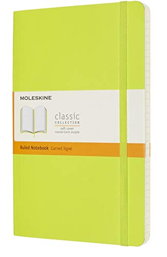 Moleskine - Cuaderno Clásico con Hojas de Rayas, Tapa Blanda y Cierre con Goma Elástica, Tamaño Grande 13 x 21 cm, Color Verde Limón, 240 páginas