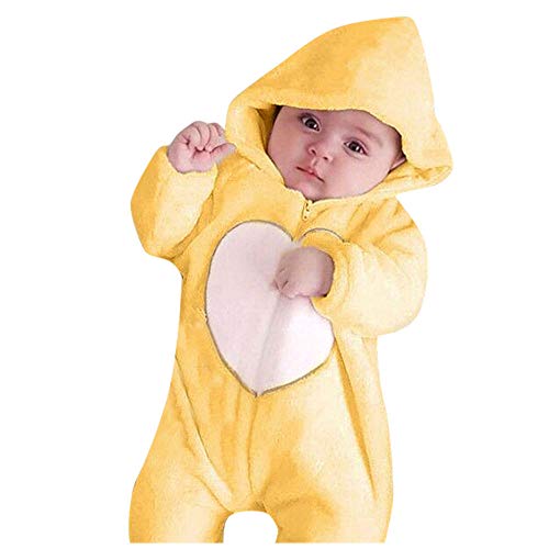 Mono Invierno Para Bebé,Capucha Mono Mono Bebé Invierno, Recién Nacido Invierno Amarillo Con Capucha Romper Bebé Fleece Escalada Traje De Otoño Cremallera Corazón Ropa De Baño Infantil Niño N