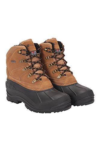 Mountain Warehouse Botas de Nieve para Hombre - 3m Thinsulate, 200 g de Forro isotérmico, cálidas y con Parte Superior de Piel - para Senderismo o esquí, Invierno Beige Oscuro 45