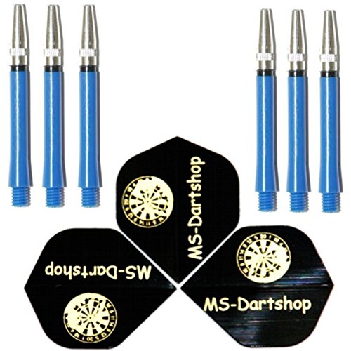 MS-Dartshop Top-Spin - Cañas de dardo (L4, 34 mm, 3 unidades), color azul