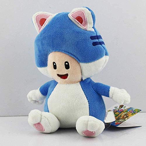 NC86 Super Mario Bros Toy 20cm Super Mario 3D Land World Blue Cat Mushroom Plush Doll Toy