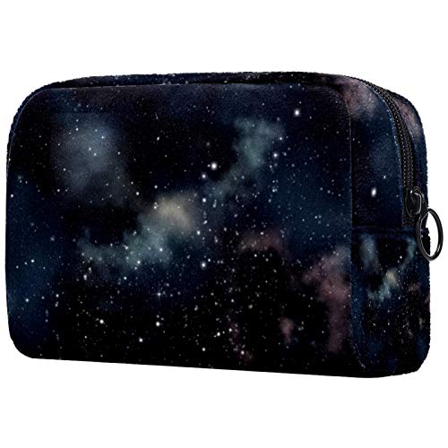 Neceser con cremallera, bolsa de maquillaje reutilizable de gran capacidad, bolsa de viaje para cosméticos con galaxia negra para adolescentes y mujeres