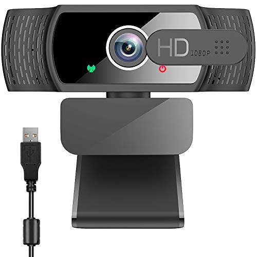 Neefeaer Webcam 1080P Full HD con Micrófono Estéreo para PC, 1080P USB Cámara Web con Cover para Windows, Mac y Android