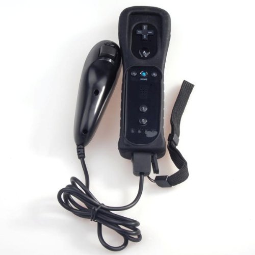 Negro Nunchuk +Mando Control Remoto para Nintendo Wii