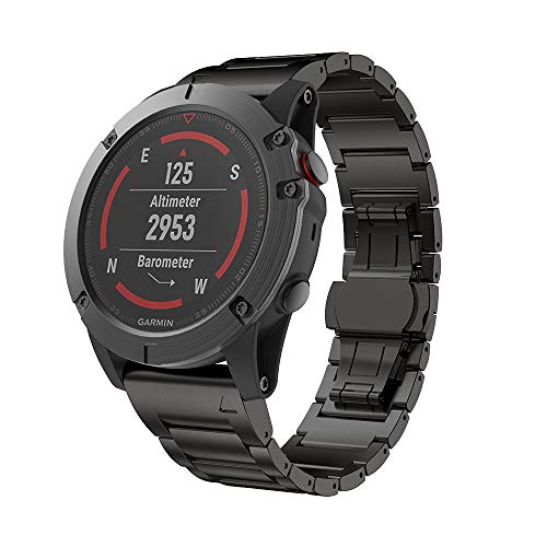 NotoCity Titanium Correa para Garmin Fenix ​​6X / 6X Pro/Fenix ​​5X / 5X Plus/Fenix ​​3 / Fenix ​​3 HR, 26 mm Quick-Fit Titanium de Aleación Pulsera de Repuesto para Garmin (Fenix 3/5x/6x, Model 1)