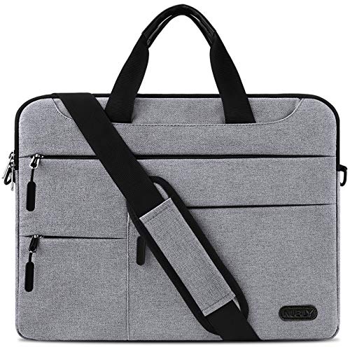 NUBILY Maletin Ordenador Portatil 13,3-14 Pulgadas Hombre Mujer Bolso Bandolera Impermeable para portátiles Protectora Compatible Trabajo Bolsa Gris Claro