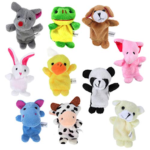 NUOBESTY 10 Piezas Animales Títeres de Dedo Bebé Historia Marionetas Juguetes Mini Figuras de Peluche Juguete Manos Suaves Títeres de Dedo para Niños