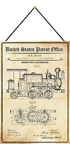 NWFS Patente diseño para locomotor/tren Cartel de chapa metal metal Tin Sign arqueado lacado 20 x 30 con cordón
