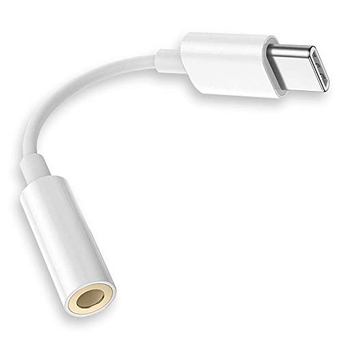 OcioDual Cable Adaptador de USB Tipo C a Jack 3.5mm Blanco Audio Convertidor Sonido Estéreo Aux para Xiaomi Mi 10/9/8/Lite/Pro