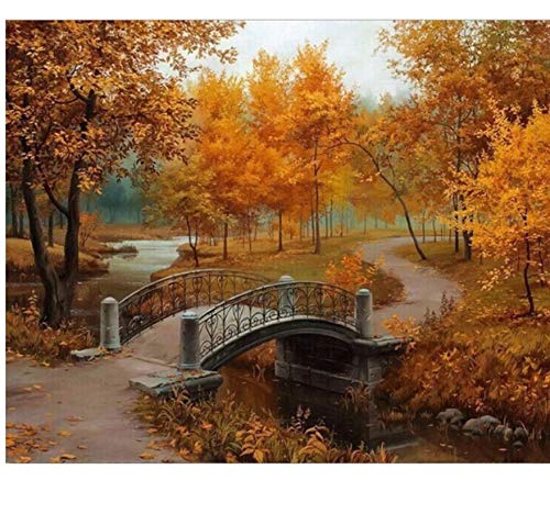 OKOUNOKO Puzzles para Adultos 1000 Piezas 3D ，Otoño Paisaje ，DIY Arte Moderno Kits， De Imagen Inicio Ilustraciones Montaje De Madera ，Personalizado Rompecabezas Divertido