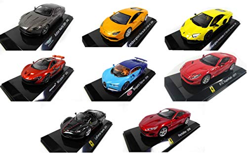 OPO 10 - Lote de 8 Coches 1/43: Compatible con Ferrari + Aston + Lamborghini + Bugatti + McLaren (Ref: LSC14)