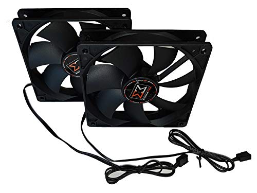 PC24 Shop & Service Xigmatek Caso Ventilador de 120mm Negro | Twin Pack 2 Ventiladores Pieza de Casos | Case Fan | Incluyendo 8 Tornillos del Ventilador Caso Premium Bundle