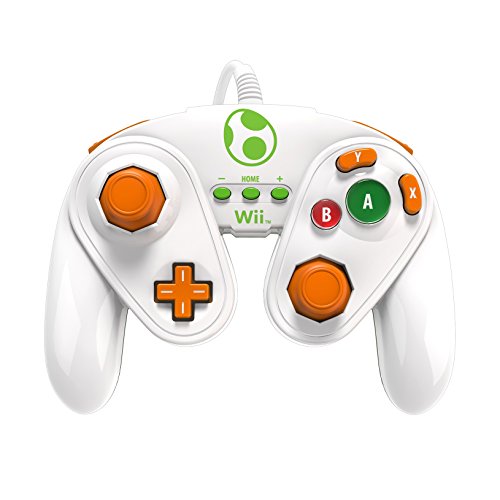 PDP - Mando Fight Pad Con Cable, Diseño Yoshi (Nintendo Wii U)