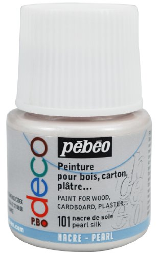 Pébéo 285101 101 Pearl Silk - Pintura acrílica (45 ml), Color Blanco Perla