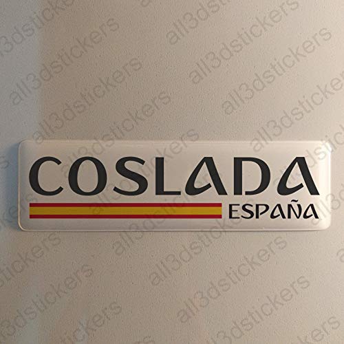 Pegatina Coslada España Resina, Pegatina Relieve 3D Bandera Coslada España 120x30mm Adhesivo Vinilo