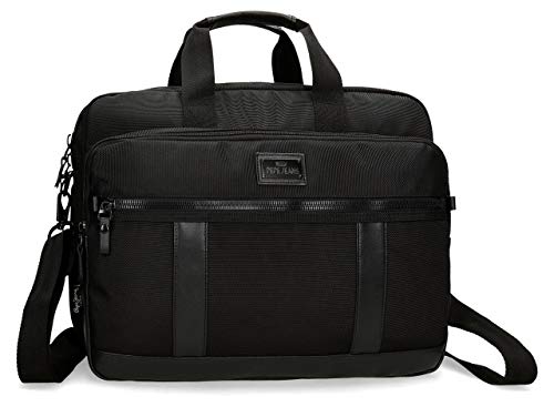 Pepe Jeans Allblack Maletín Doble Compartimento Adaptable para Portátil 15,6" Negro 42x30x8 cms Poliéster