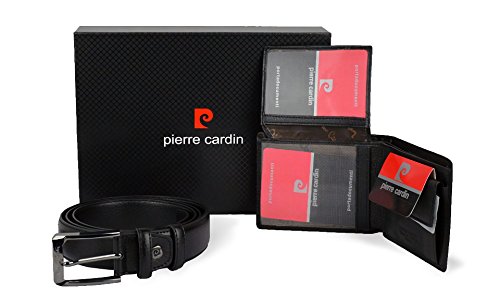 Pierre Cardin 8866 Pack de regalo de cinturón y cartera de piel auténtica MWS