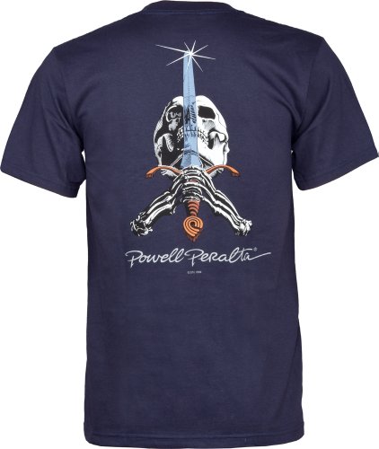 Powell-Peralta - Camiseta de Calavera y Espada, Unisex Adulto Hombre, CTMPPSASNL, Azul Marino, Large