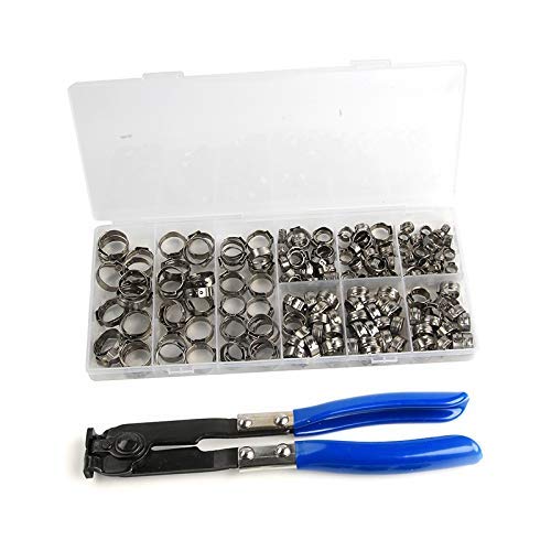 PYROJEWEL Industria 171PCS Bo/Multi-Tamaño del aro del Acero Inoxidable Abrazadera de la Manguera de Clip de Acero Inoxidable Set de vagones Abrazadera de Pipa de fijación de Herramientas Pinzas