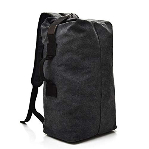 QND,Aire Libre Morral Bolsa de Equipaje de Viaje al Aire Libre, portátil para Hombres, Mochila de Lona de Color sólido, Mochila Deportiva de Gran Capacidad, multifunción para Hombres, Negra