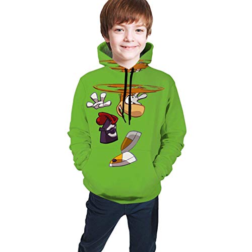 R-Aym-an Le-Gends Impresión 3D Casual Unisex Juventud Atlético Pullover Niños con Capucha Chándal Sudadera Niño Niña Boy Girl M(10-12)