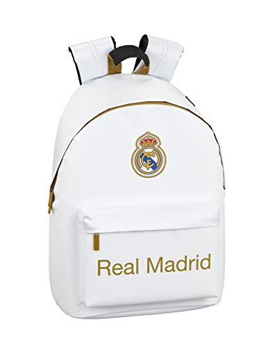 Real Madrid CF 611954819, Mochila Unisex niños, Blanco, 31x16x41 cm