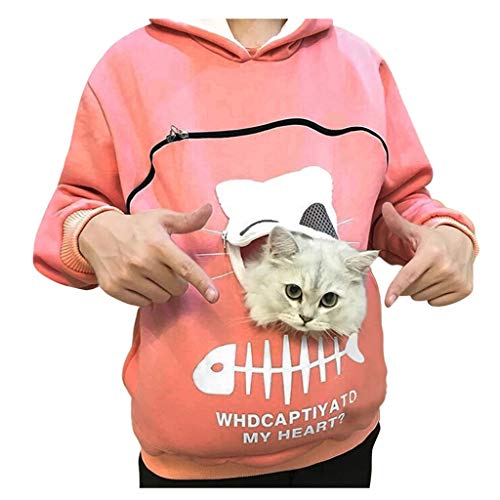 Reooly La Sudadera con Capucha Mujer con Capucha Animal Puede Llevar el Jersey Transpirable de Gato(Rosa,Small)