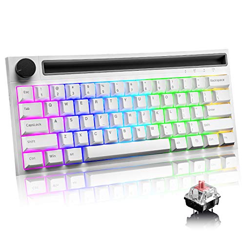 RGB Teclado mecánico , RK61 con cable / inalámbrico Teclado Bluetooth 61 teclas Teclado LED para juegos con retroiluminación a prueba de agua Anti-efecto fantasma (Interruptor blanco / azul)