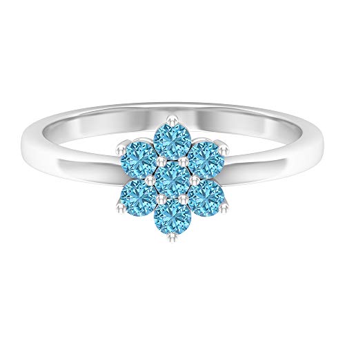 Rosec Jewels 14 quilates oro blanco redonda Aquamarine