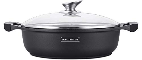 Royalty Line - RL-BR28M - Cacerola Baja con Tapa de Cristal, Antiadherente, Inducción, 28 cm