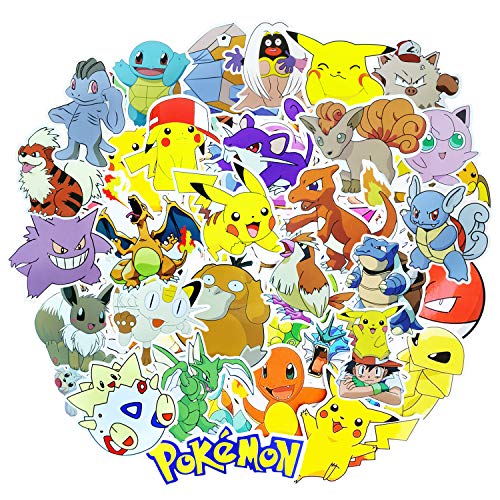 ROZO Pegatinas, 80PCS Paquete de Pokemon Pegatinas, Calcomanías Impermeable Tumblr VSCO Sticker PVC Vinals para Coche, Bicicleta, Moto, Equipaje, Portátil, Dormitorio, Funda de Viaje (80pcs)