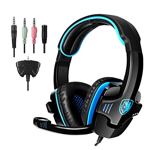 SADES Auriculares de diadema para juegos para PS4/PC/ordenador portátil/Xbox 360 con micrófono SA-708GT