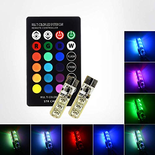 Safego Newest 2PCS T10 W5W Luz de La Lámpara de La Atmósfera del Coche Con Control Remoto de Rayos Infrarrojos RGB W5W LED Bombilla 6-5050SMD 16 Colores