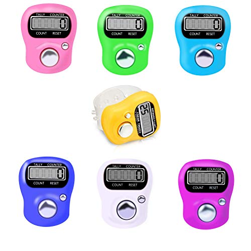 SANKESONG 6 Pcs Contador de Dedos, con 5 LED Digital Electrónico, Conveniente Mini Electrónico Digital Contador Dedo Anillo Golf Marcador de Punto de dígitos LCD Contador (Color Aleatorio)