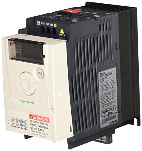 Schneider Electric ATV12H075M2 ATV12 Accionamiento de Velocidad Variable con Disipador de Calor, 0.75kW, 1hp, 200..240V, 1Fases, 143mm x 72mm x 131.2mm