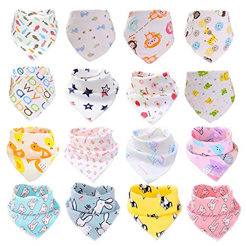 SLOSH 16 Baberos Bebe Bandanas Bufanda Toalla Drool (16pcs Niña)