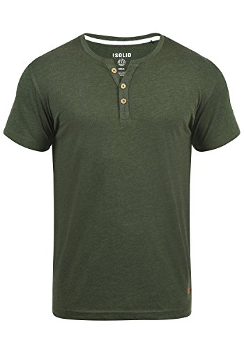 !Solid Volker Camiseta Básica De Manga Corta T-Shirt para Hombre con Cuello Grandad, tamaño:L, Color:Climb Ivy Melange (8785)